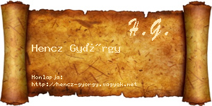 Hencz György névjegykártya