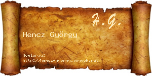 Hencz György névjegykártya